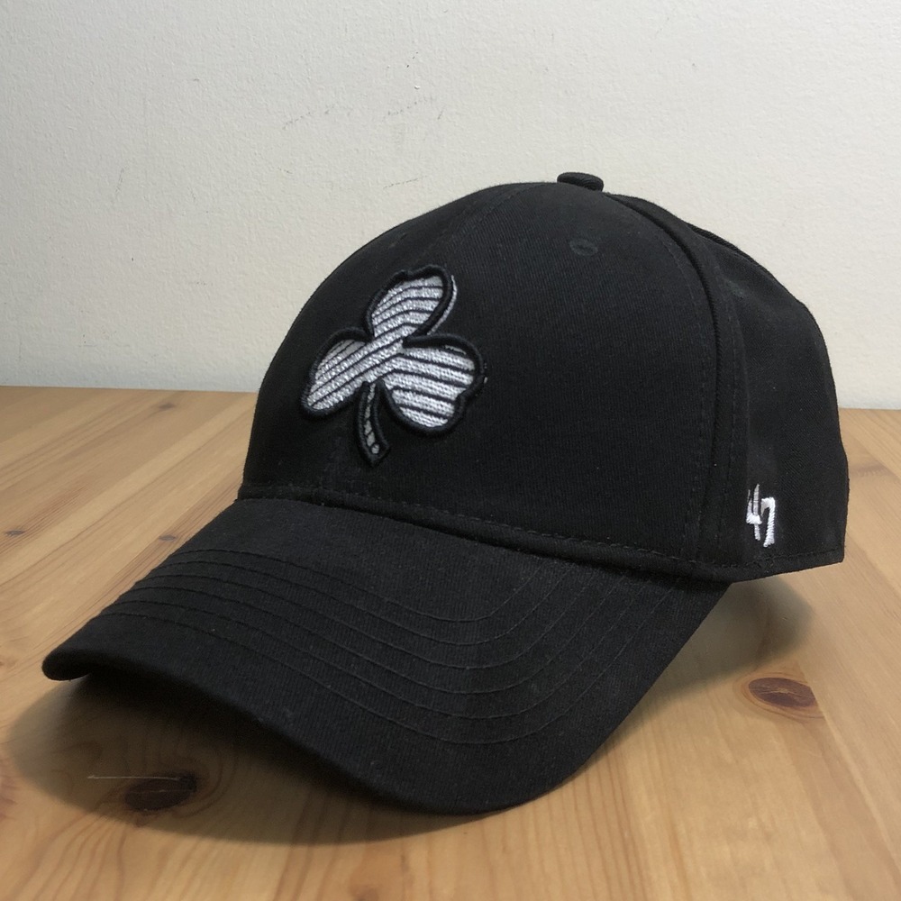 Boston Celtics '47 Brand Shamrock Hat Cap Strapback Adjustable Black NBA Rare